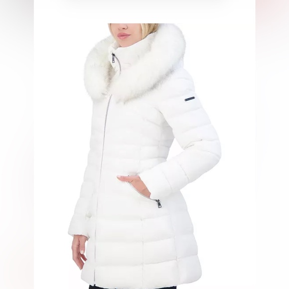 Laundry by Shelli Segal Women's Faux-Fur-Trim Hooded Puffer Coat size M - Picture 3 of 13